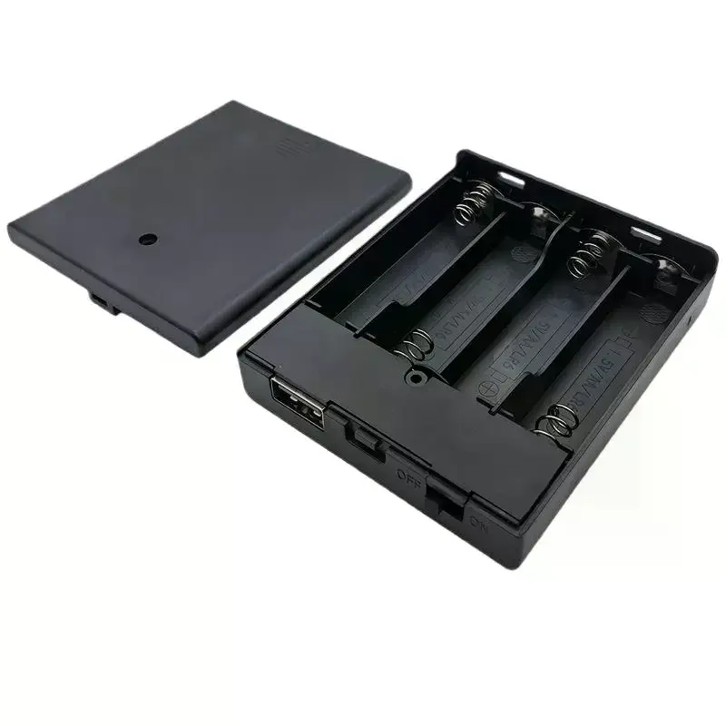 새로운 할인 상품 1개 4슬롯 AA 배터리 홀더 5번 배터리 케이스 전원 스위치 및 USB 소켓 포함 무등 AA 배터리 박스