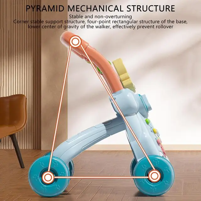 Babies Walker with Wheels Stand Learning Activities Developmental Multi-functional Toddler Trolley Hand Push Walker 6