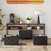 Шкаф для телевизора Comanlai 108 см со светодиодной подсветкой и 3 тканевыми ящиками, шкаф для хранения с металлическим каркасом и деревянной столешницей, тумбочка — изображение 3