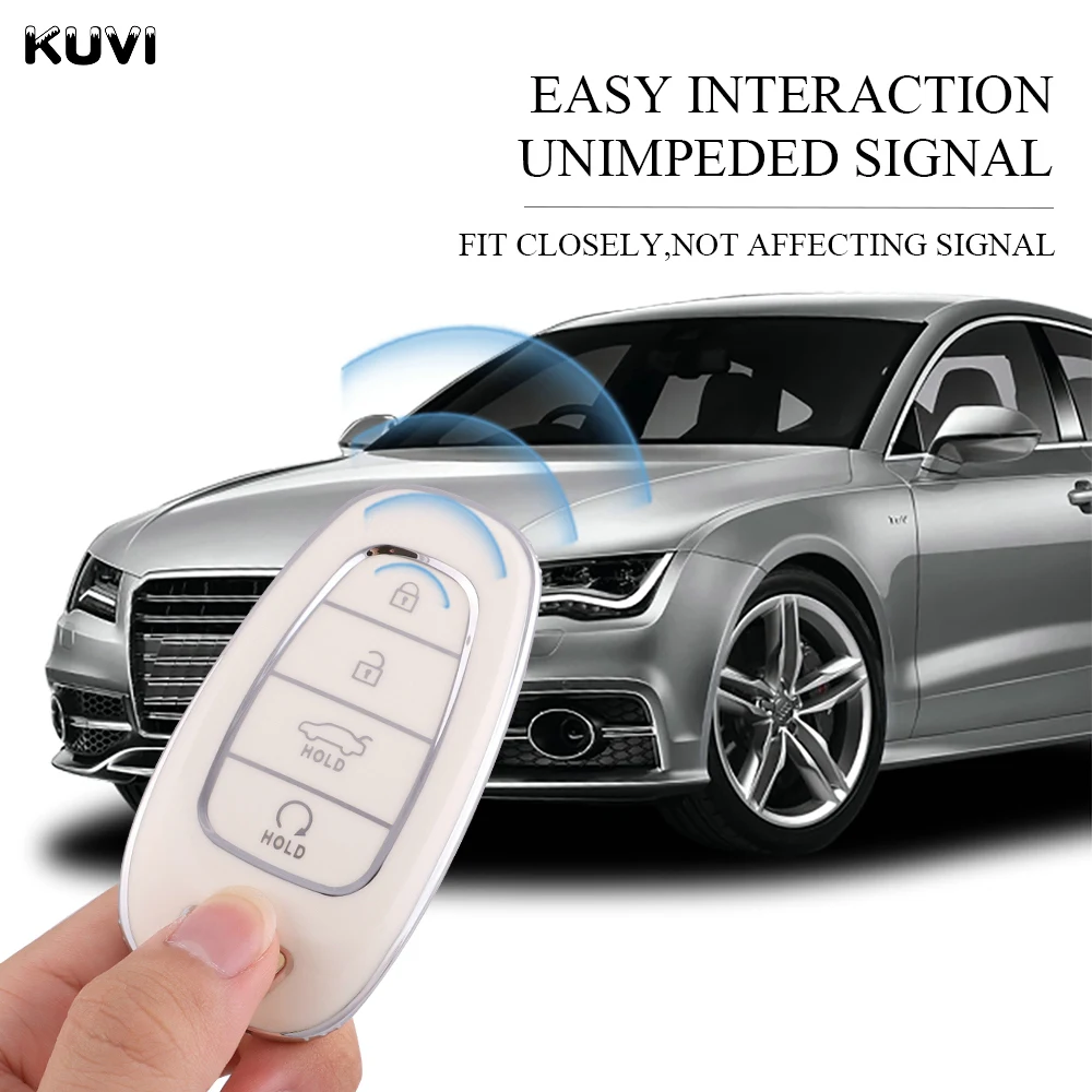 Key Case Key Case Cover TPU For Hyundai Tucson Solaris Sonata Hybrid NEXO NX4 Santafe dn8 4 Buttons Accessories