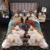 Peacock Duvet Cover Set King Size Floral Pattern Bedding Set Retro Peacock Feather Floral Theme Comforter Cover Luxury Quilt Set 2