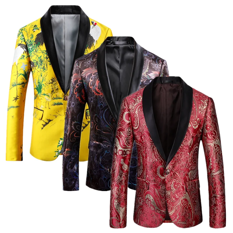 

New Men Business Social Jacquard Suit Jacket 2024 Classic Men's Wedding Prom Party Tuxedo Dress Blazer Jacket