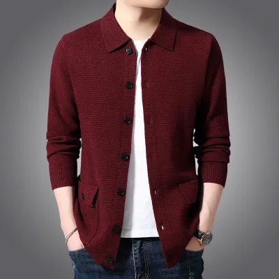 thumbnail image 1 of Nuevo abrigo tipo cárdigan con botones de moda para otoño e invierno, abrigo tipo suéter de punto a la moda para hombre, 1 of 5