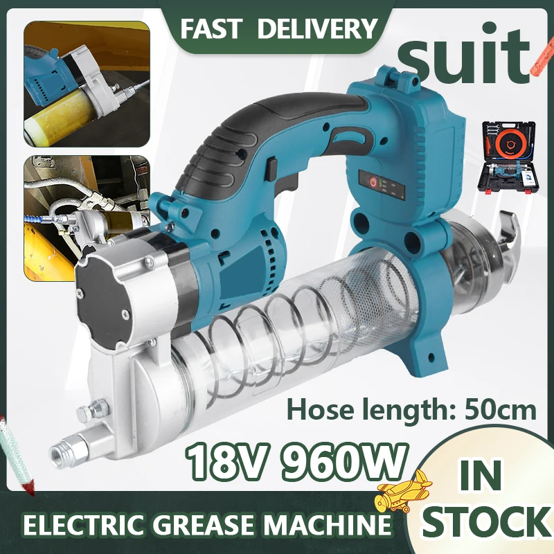 

10000PSL 689Bar Electric Grease Gun Large Capacity Labor-saving High Pressure Explosion-proof PC For Makita 18v Battery