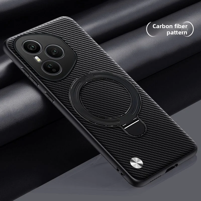Carbon Fiber Magnetic Stand Protective Case - Hard PU Back Cover