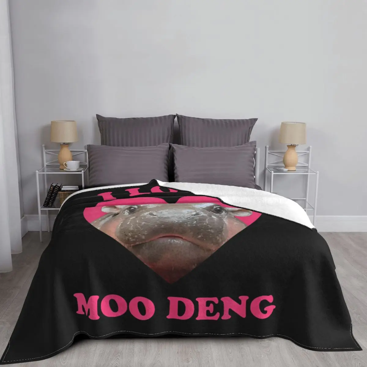 I Love Moo Deng Famous Baby Pigmy Hippo Blanket Wool Throw Blanket Bedding Couch Personalised Ultra-Soft Warm Bedspreads