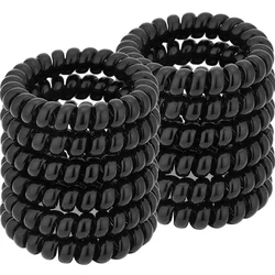 Elegant Black Spiral Hair Ties Set - Elastic Hair Bands & Scrunchies Collection (12pcs set)