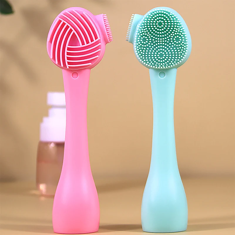 

Double Side Silicone Handheld Facial Cleanser Brush Face Cleansing Silicone Washing Brush Blackhead Remover Face Skin Care Tool