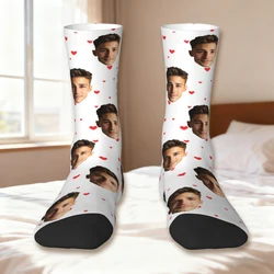 Personalized Face Design Unisex Socks - Unique Custom Gift - One Size (WHITE)