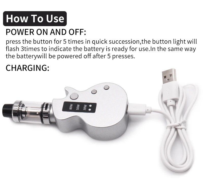 E Zigarette Vape Gitarre 80w Vape Pen Kit 2000mah eingebaute Batterie 0,3 Ohm 2ml Tank USB wiederauf ladbar Vapor Pen Box Mod Vaper_Sda3c9390c1aa416ea575cdb3c7bee1c3h