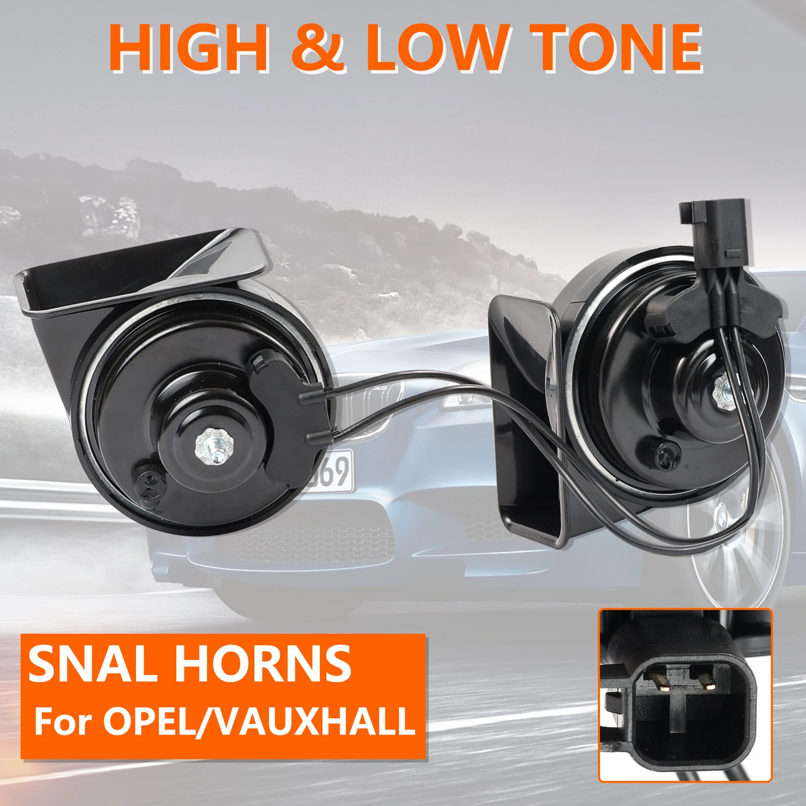12V 110-125db 410/510Hz High & Low Pitch Snail Horn Loud For Opel Vauxhall Adam Combo Antara Mokka Zafira Meriva B Insignia A car siren horn