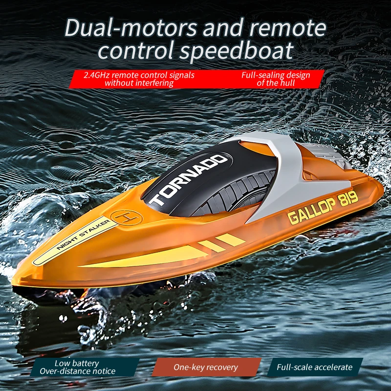 HXJ819-2.4G Colorful High Speed ​​Racing Boat Waterproof Rechargeable Model Electric Radio Remote Control Speedboat Boy Toy 2