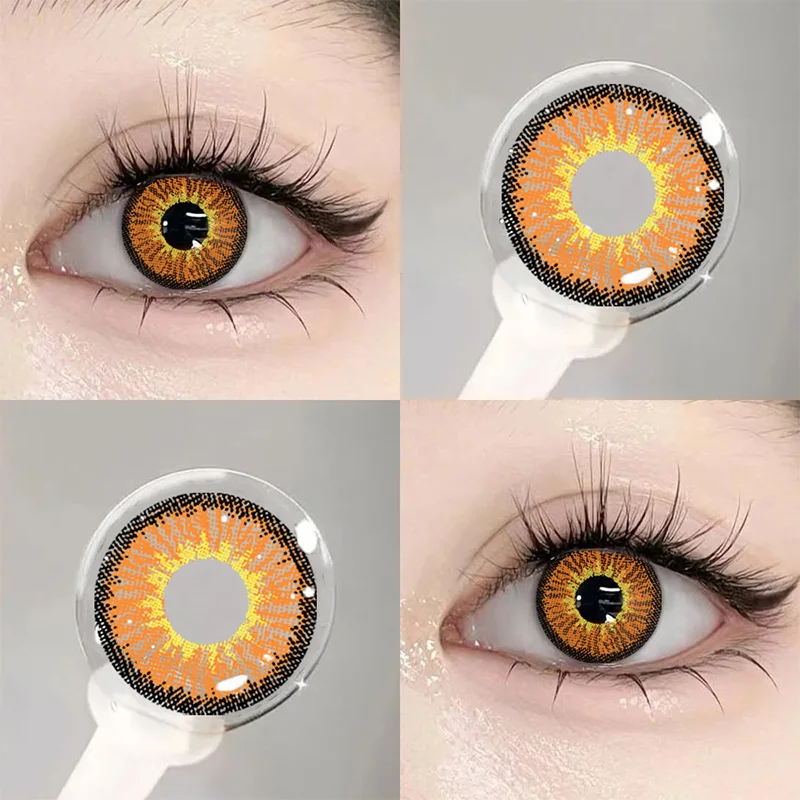 MILL CREEK 1 Paar Halloween Cosplay Rote Kontaktlinsen Farbkontaktlinsen Anime Grün Grau Kontaktlinsen Gelbe Schüler Make-up – Detail 11