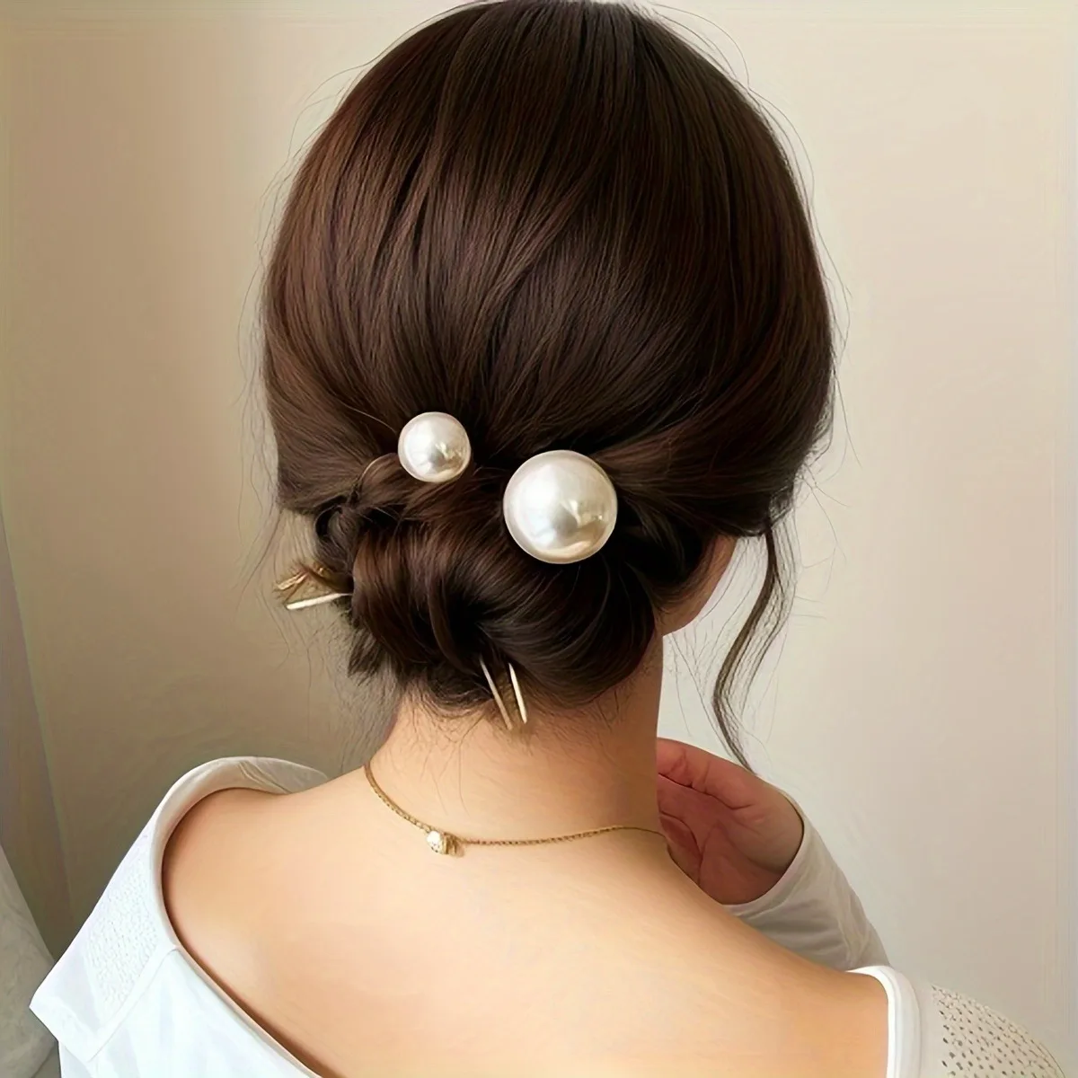 Elegante set di 2 forcine per capelli con perle finte - Design a torsione a forma di U per donne e ragazze, accessori per capelli, forcina perfetta per matrimoni_voghion.com