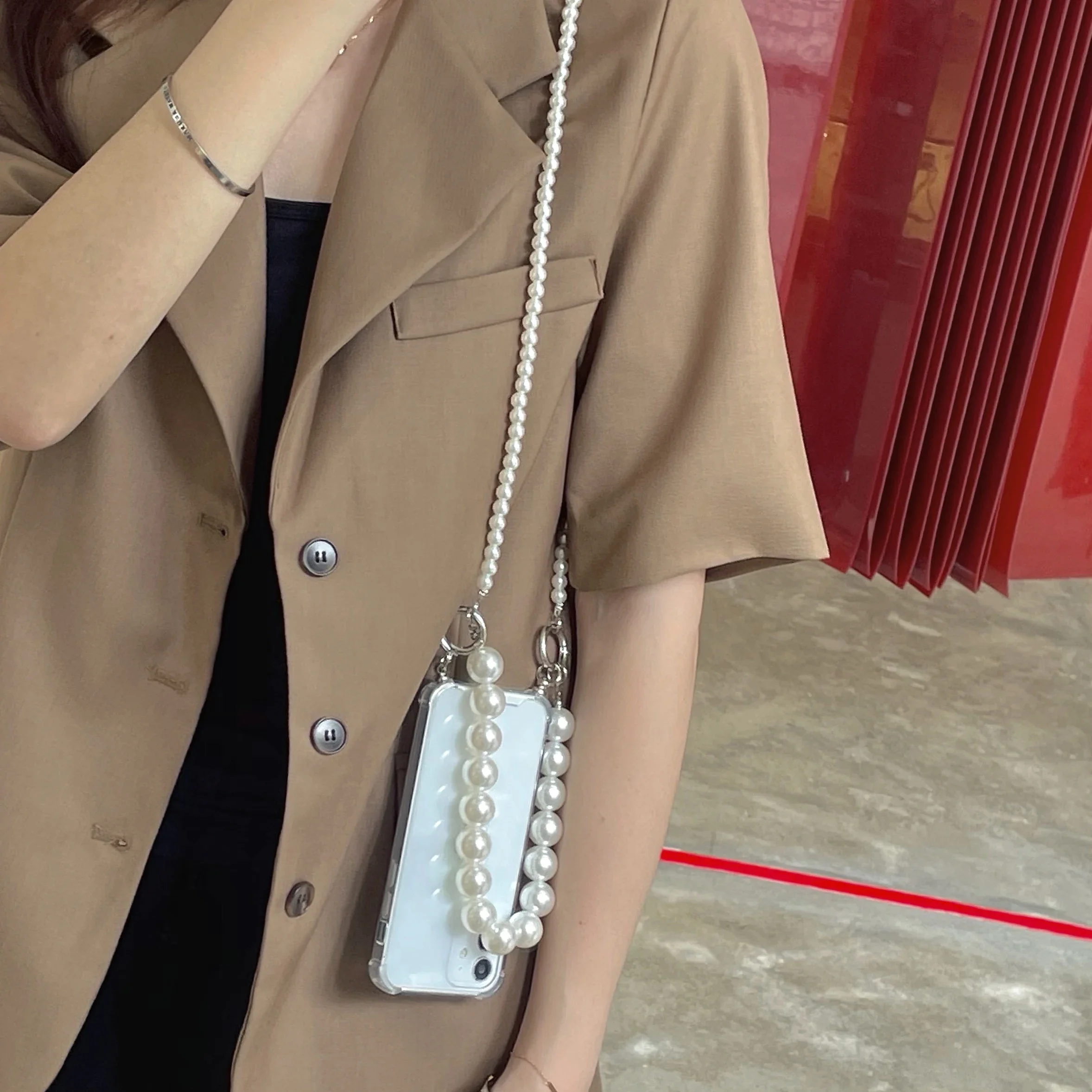 Pearl Chain Crossbody Necklace Lanyard Phone Case