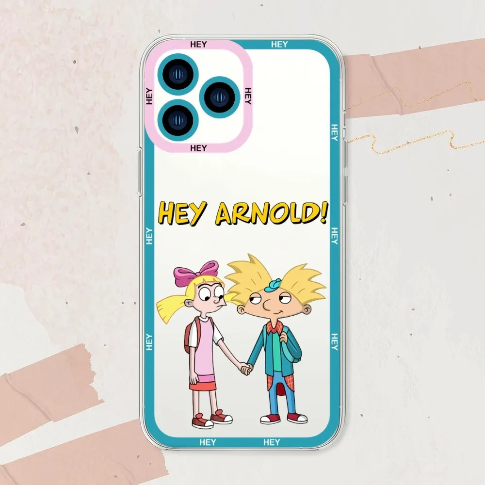 Cartoon H-Hey A-Arnold Cute Phone Case For iphone 11 12 13 14 15 Mini Plus Pro Max Transparent Shell