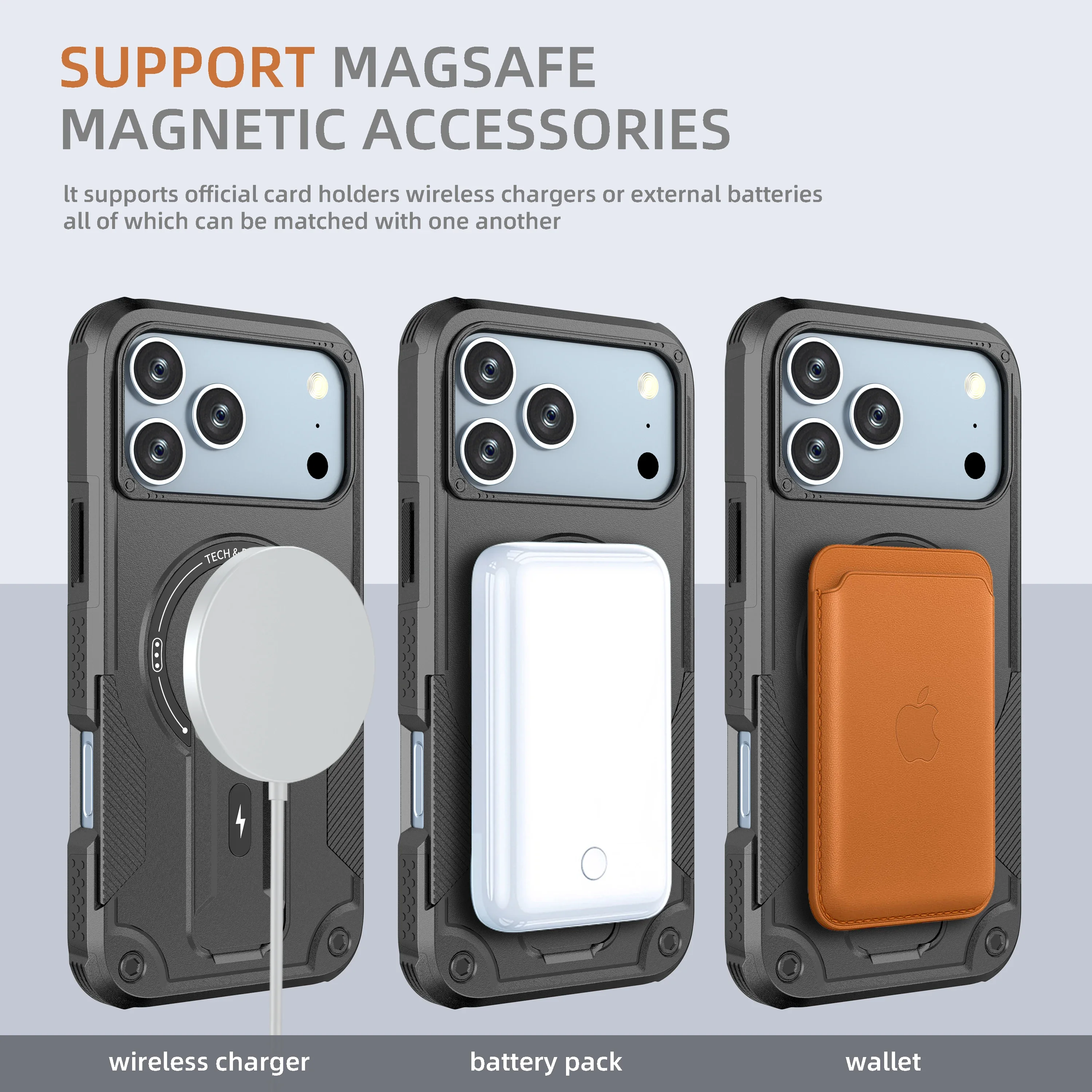 Universal Lanyard Case with Wireless Charging and Stand Cover Feature