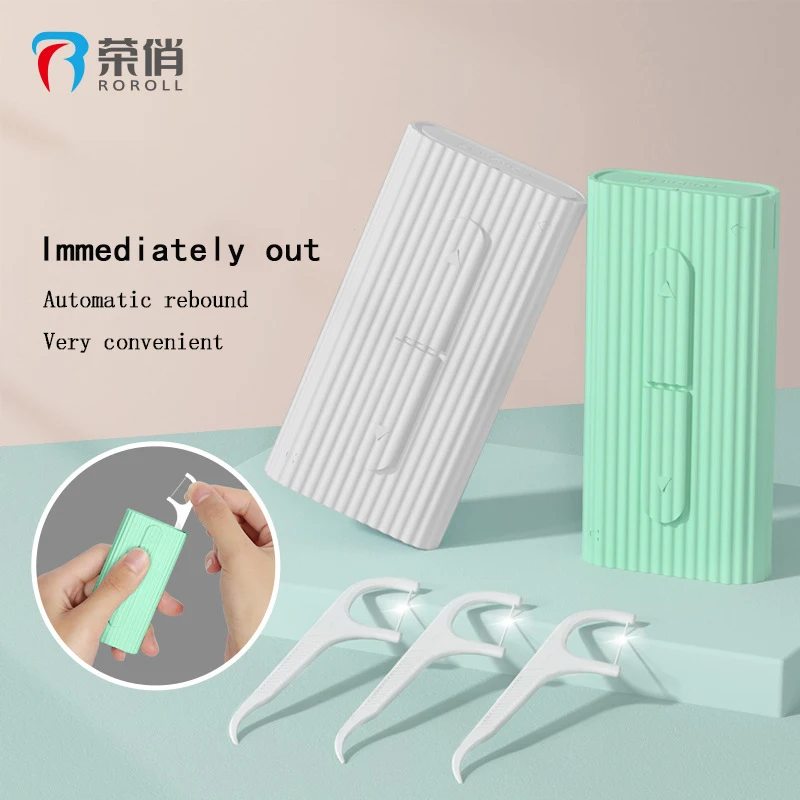 Dental Floss Pick Dispenser，popup Automatic Holder With 10 Count