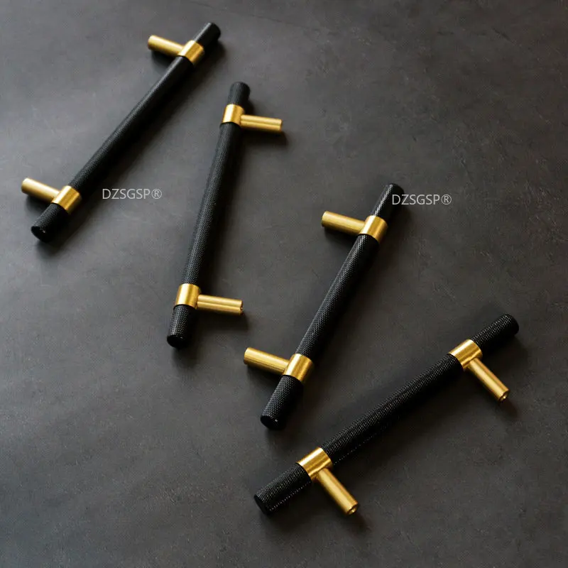 

Brass Black Reticulated Knurled / Textured and Pulls T Bar Handle Kitchen Cupboard Cabinet Door Knobs Furniture Handles Hardware