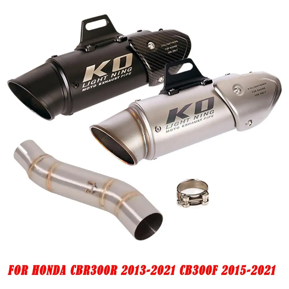 Slip On Exhaust Pipe FOR HONDA CBR300R 2013-2021 CB300F 2015-2021 Motorcycle Escape Muffler Mid Link Pipe Without DB Killer