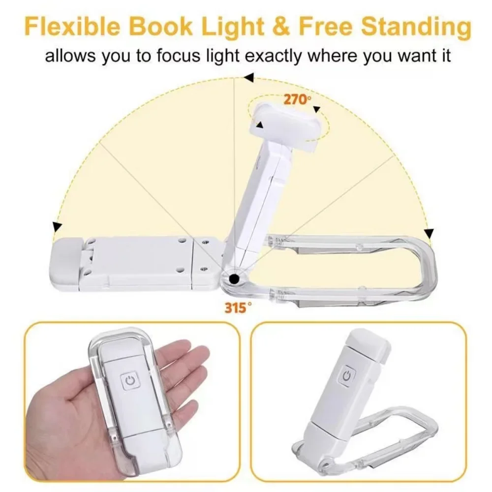 Adjustable Mini LED Bookmark Read Light USB Rechargeable Book Reading Light Brightness Eye Protection Clip Portable Book