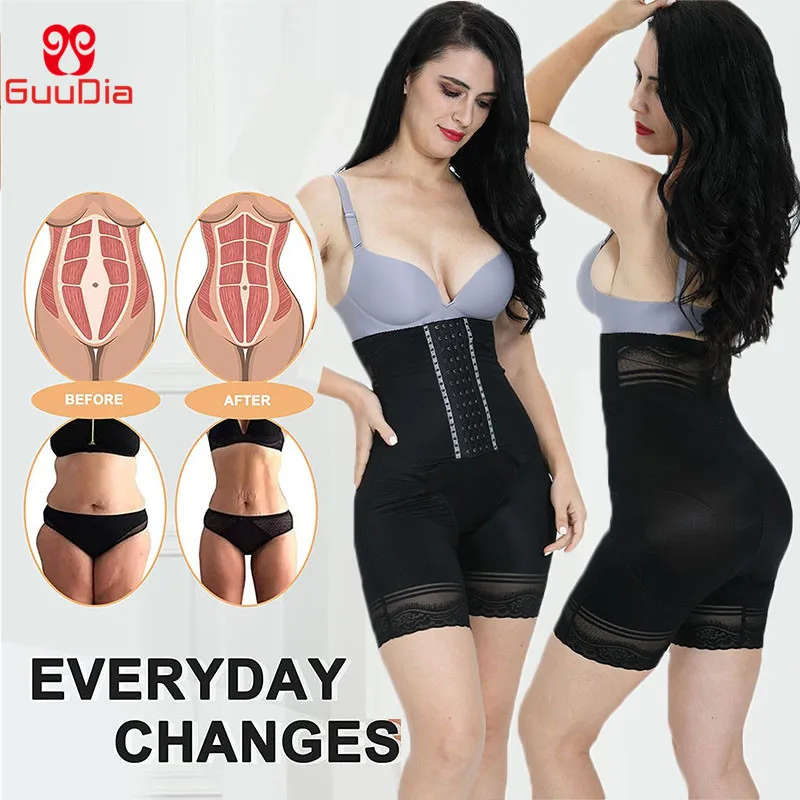 GUUDIA High Waisted Body Shaper Shorts Seamless Shapewear Short Women's Firm Control Shaper Panties Waist Nipping Boyshorts