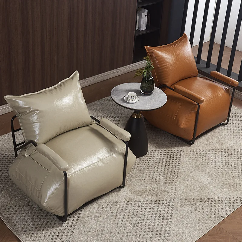 FULLLOVE Retro Lazy Living Room Sofas Chair Industrial Iron Single Bean Bag Chair Simple Luxury Balcony Leisure Lounge New
