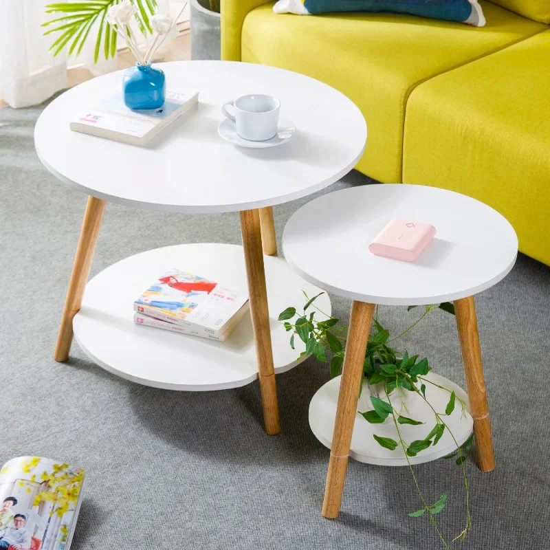 Contemporary round coffee table-New listing wood coffee table, modern living room sofa side desk, smooth minimalist design