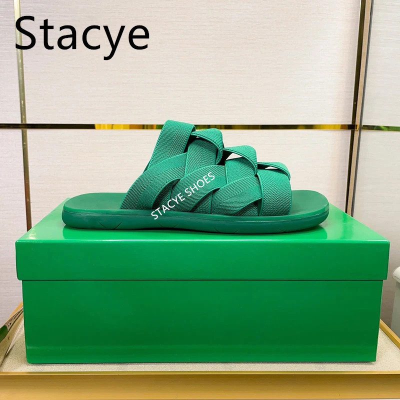 Luxury Brand Designer Flat Bottomed Cross Strap Women's Casual Slippers 2024 New Summer Fashionable And Comfortable Men Slippers