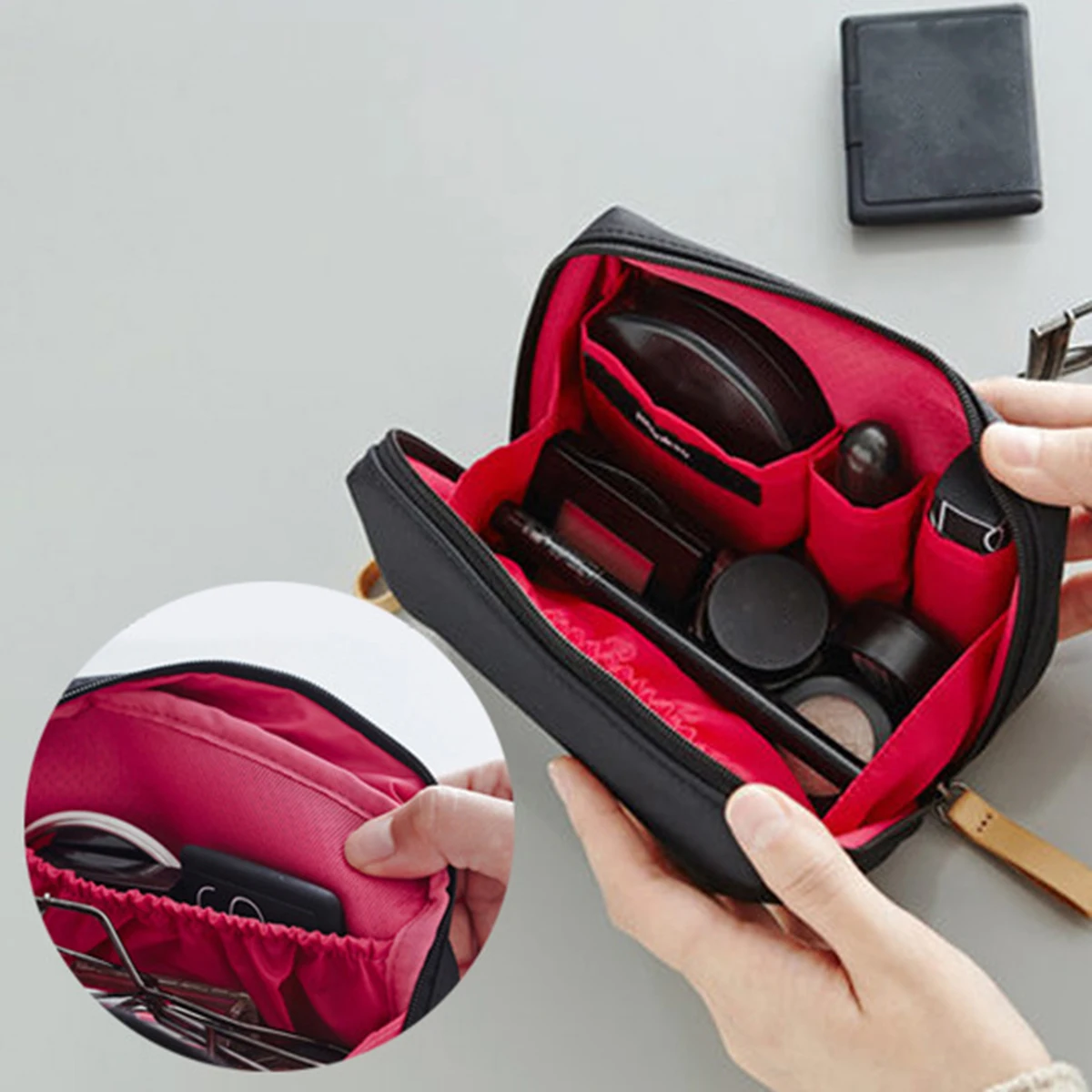 

1 PC 2023 New Makeup Bag Simple Solid Color Cosmetic Bag For Women Pouch Toiletry Bag Waterproof Make Up Purses Case Hot