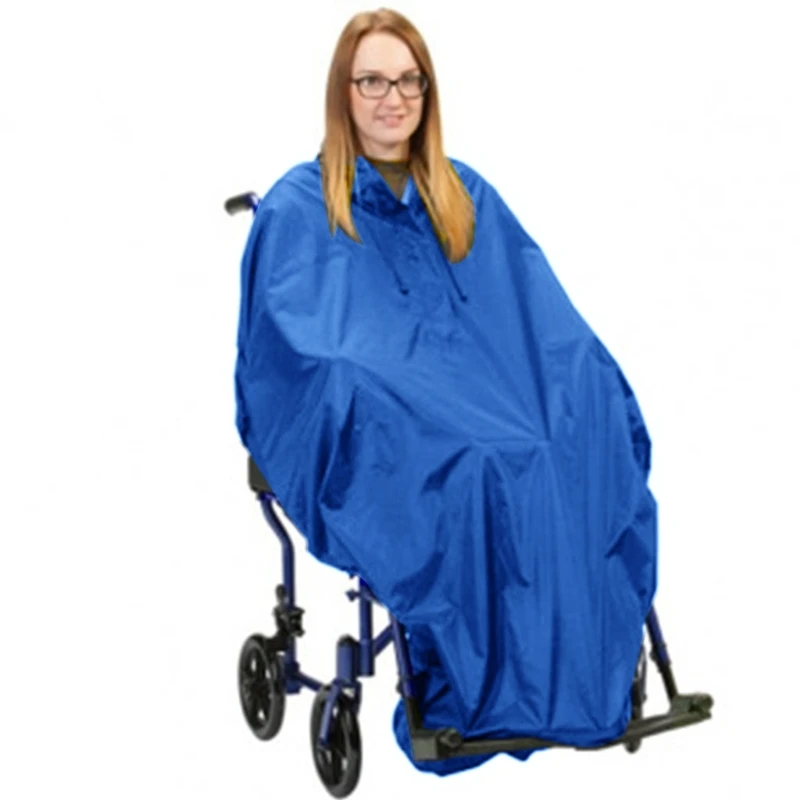 

Unisex Disabled Elderly Wheelchair Raincoat Poncho Reflective Waterproof Hooded Reusable Household Necessities 55KF