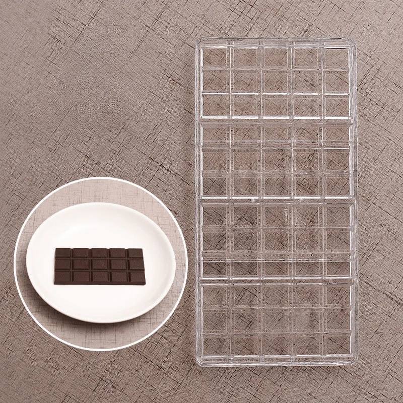 Classic Long Bar Chocolate Mold Transparent Grid Hard Plastic Chocolate Candy Mold Food Grade Plastic