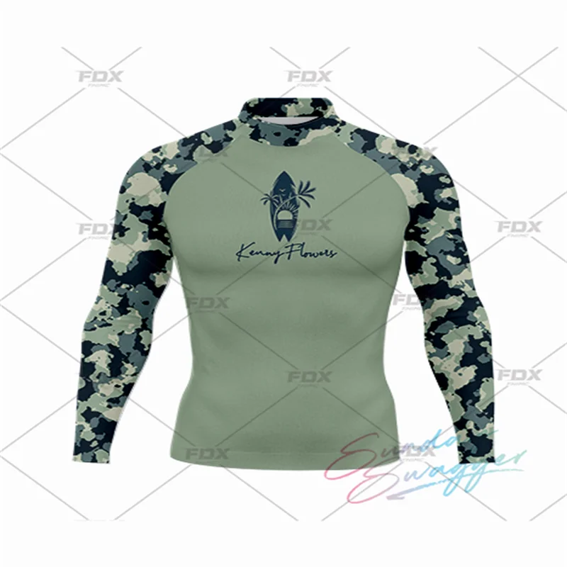 Men Surf Sunscreen Diving Suit Rash Protection T-Shirt Swimsuit Tight Short-Sleeved Swimming Floating UV Protection Diving Suit