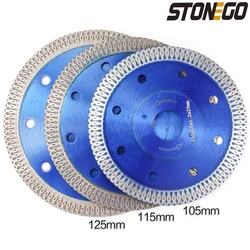 STONEGO Diamond Saw Blade for Porcelain Tile Ceramic Dry/Wet Cutting Stone Cut off Saw Blade Diamond Cutting Disc, 105/115/125mm