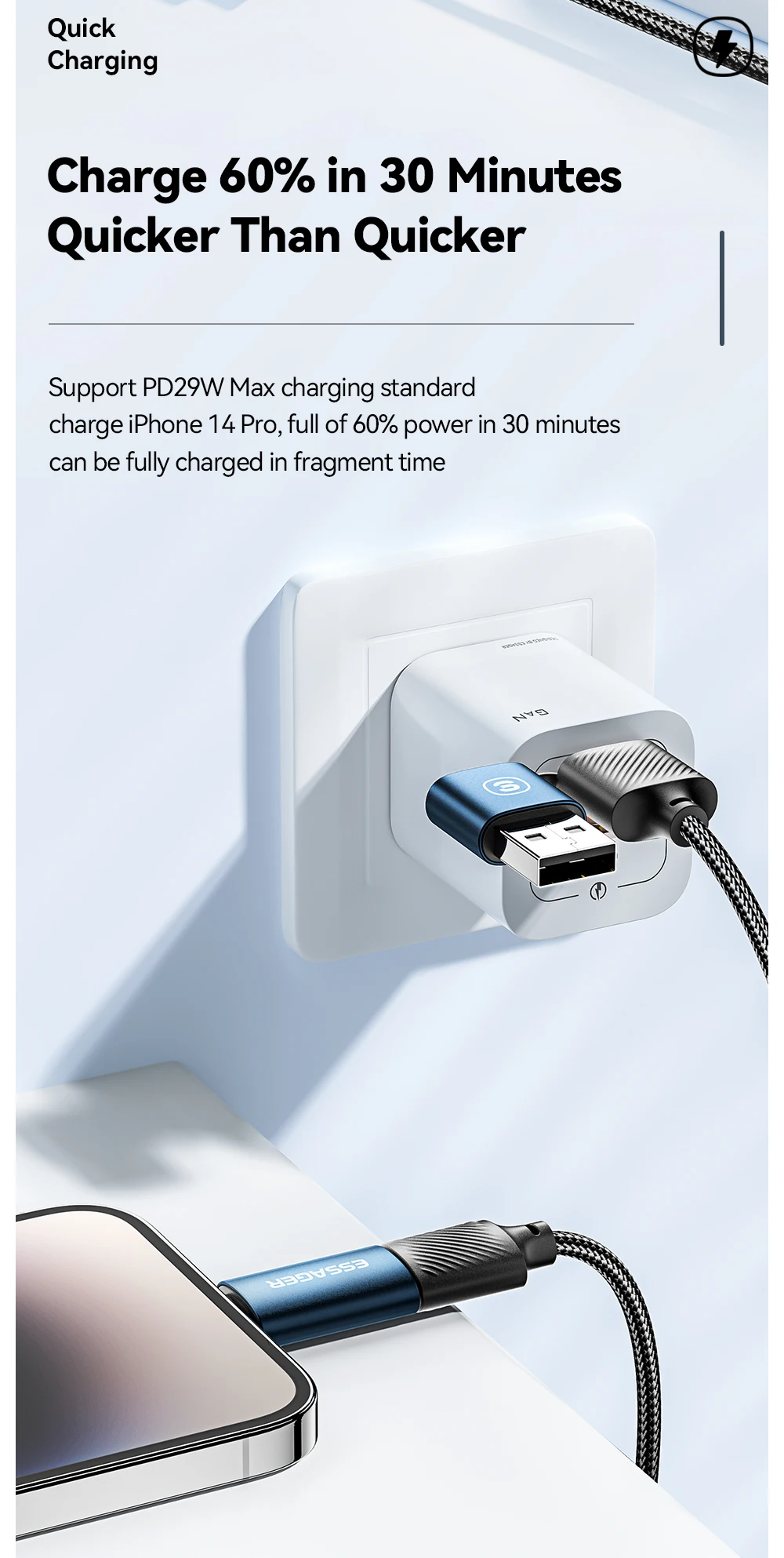 Essager 2 في 2 USB سريع ، هاتف محمول من نوع USB وphone Apple من نوع C ، ملحقات كابل شحن الكمبيوتر اللوحي 5 Essager 2 في 2 USB سريع ، هاتف محمول من نوع USB وphone Apple من نوع C ، ملحقات كابل شحن الكمبيوتر اللوحي