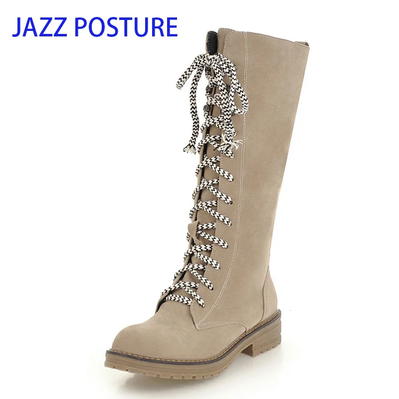 Botas de nieve planas con cordones para mujer, zapatos informales, color  Beige, negro, marrón oscuro, para otoño e invierno, z285|Botas de nieve| -  AliExpress