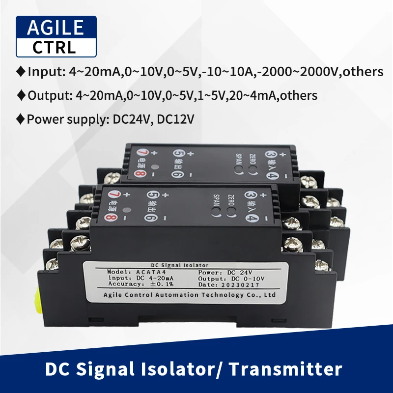 DC10ACurrent2000VVoltageTransducer420mA05V10V75mVSignal