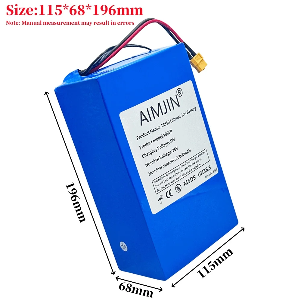 Rechargeable 18650 Lithium-ion Battery Pack 10S6P 36V 20000mAh Built in BMS Suitable For Electric Scooter