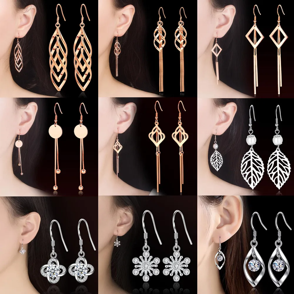 

Wholesale S925 Sterling Silver Jewelry High Quality Women Cubic Zirconia Pearl Trendy Long Tassel Flower Earrings
