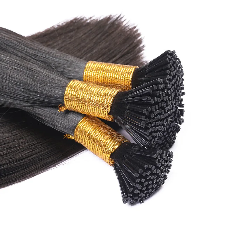 Straight Nail I Tip Double Drawn Straight Human Fusion Hair Pre Bonded Keratin Capsule Remy Human Hair Extensions 12-28inch
