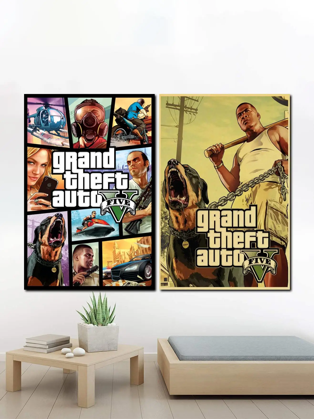 Jogo cartaz grand theft auto v gta 5 lona impressão da arte pintura parede  fotos para o quarto decoração casa arte da parede - AliExpress