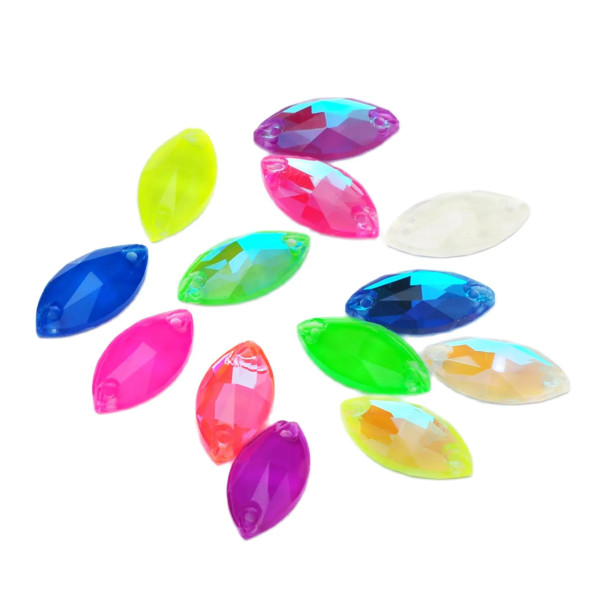 K9 Kristall Navette Neon Glas Aufgenähte Strass-Steine mit Kanten und Abschrägungen Glitzer-Kristalle Strass für Kleidung und Kleider – Detail 2