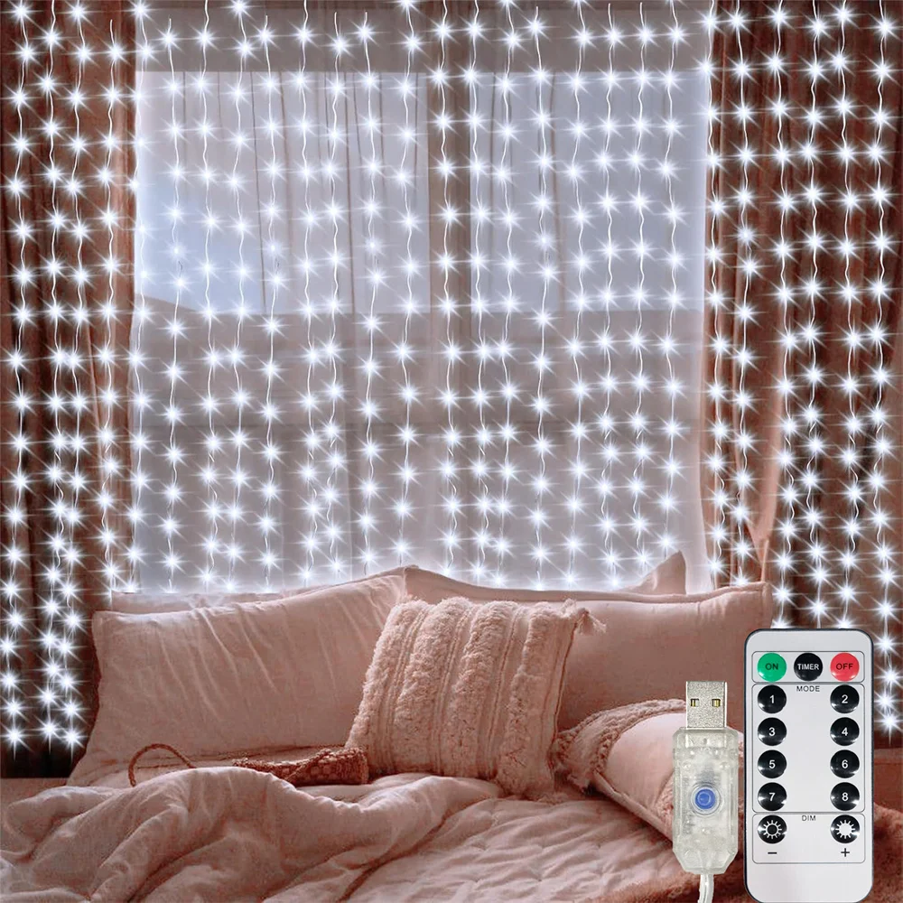 Enchanting USB LED Fairy Curtain Lights with Remote Control for Festive Decor and Celebrations