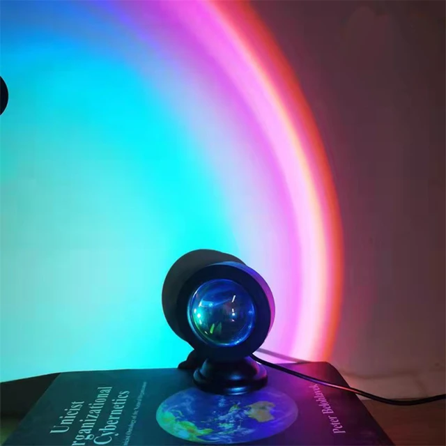 Lampada a LED colorata al tramonto arcobaleno proiettore di luce notturna  al Neon lampada per atmosfera domestica luci USB portatili illuminazione di  sfondo della parete - AliExpress