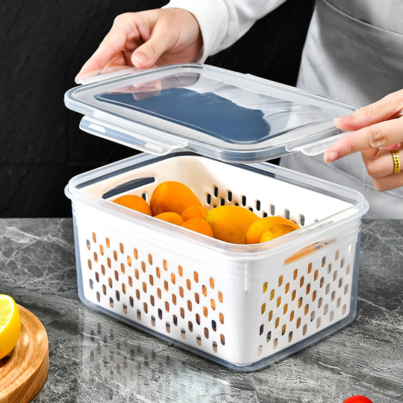 Dropship Storage Box Fridge Organizer Fresh Vegetable Fruit Boxes Drain  Basket Storage Containers Pantry Kitchen Organizer For Kitchen to Sell  Online at a Lower Price