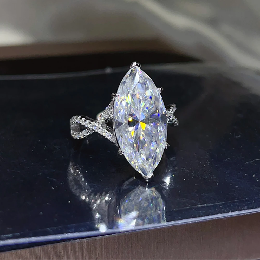 Serenity 10ct Marquise Big Moissanite Rings for Women Men Gift Sparkling Lab Diamond Wedding Rings Solid S925 Plated 18K Jewelry 9 Sda3e07a5383b4b4abf2e0f85184e10b9P