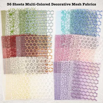 *CLOS Set assortito di 90 fogli di carta per album e tessuto a rete decorativo - Confezione da 6 pezzi di carta speciale mista per scrapbooking,A