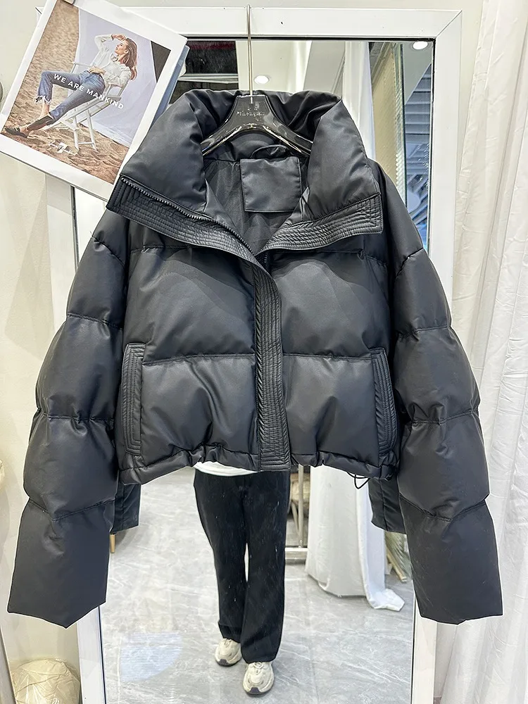 Winter Pu Leather Down Cotton Jacket Women Short Parkas 2025 New Cotton-Padded Jacket Women Warm Thick Cotton Coat Women Outwear