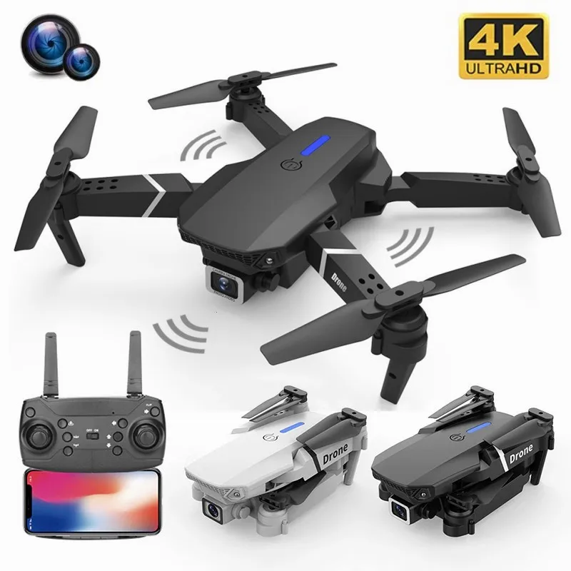 

E88 Pro WIFI FPV Mini Drone With Wide Angle HD 4K Camera Height Hold Obstacle Avoidance Foldable Quadcopter Drones Kid Gift Toys