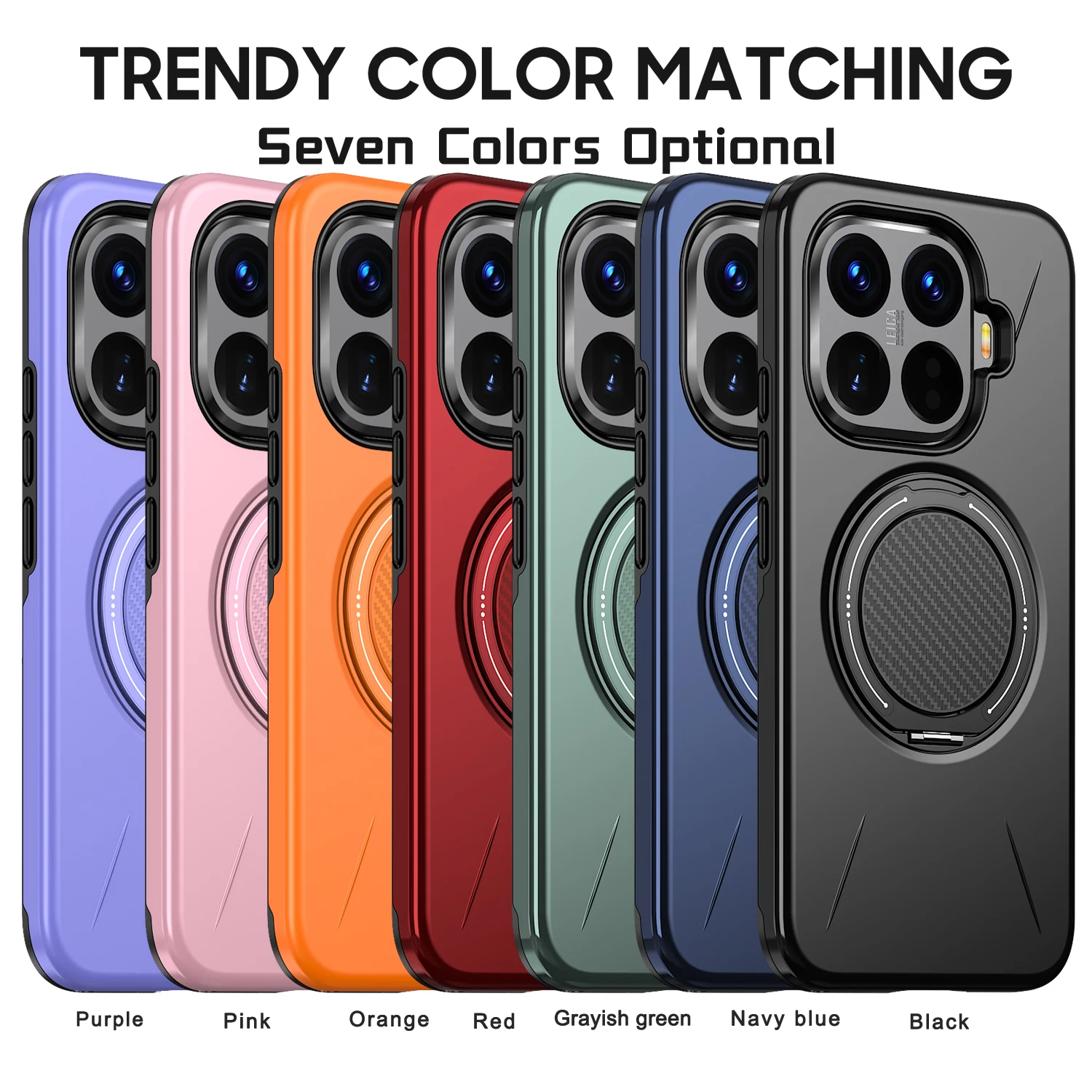 Rotating Magnetic Bracket Shockproof Phone Case - TPU Frame & Hard Plastic Protective Back Cover